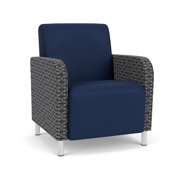 Lesro Siena Lounge Reception Guest Chair, Brushed Steel, MD Ink Back, MD Ink Seat, RS Echo Arm Panels SN1101 - main